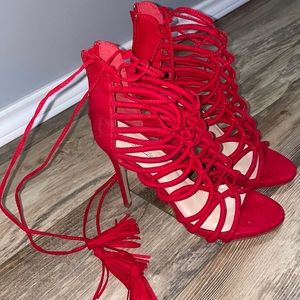 Strappy hot tamale lace up high heels